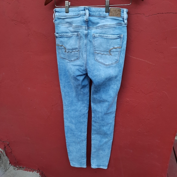 AEO American Eagle Super Hi Rise Jegging Distressed Holes Skinny Jeans 4 Regular - Picture 3 of 9